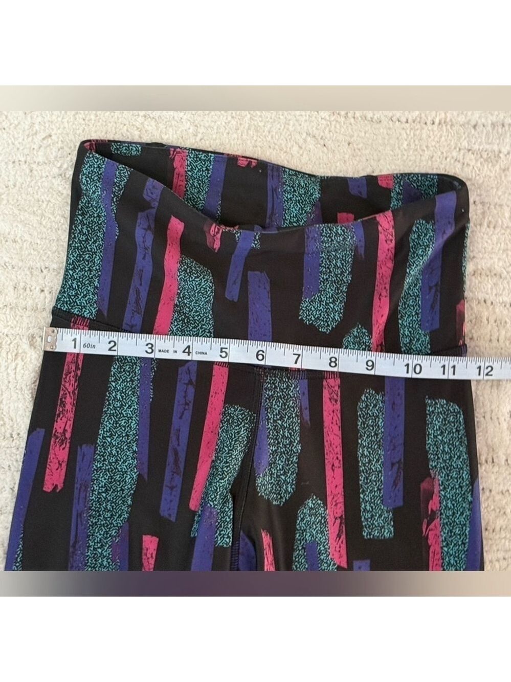Reebok AOP Printed Leggings Black Pink Purple High Rise Speedwick Activewear XS - Picture 12 of 12